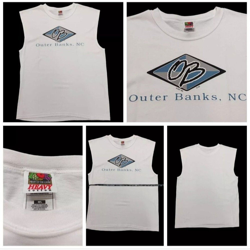 Vintage 1999 Outer Banks Tourist T-shirt NC North Carolina FOTL Heavy Mens Med